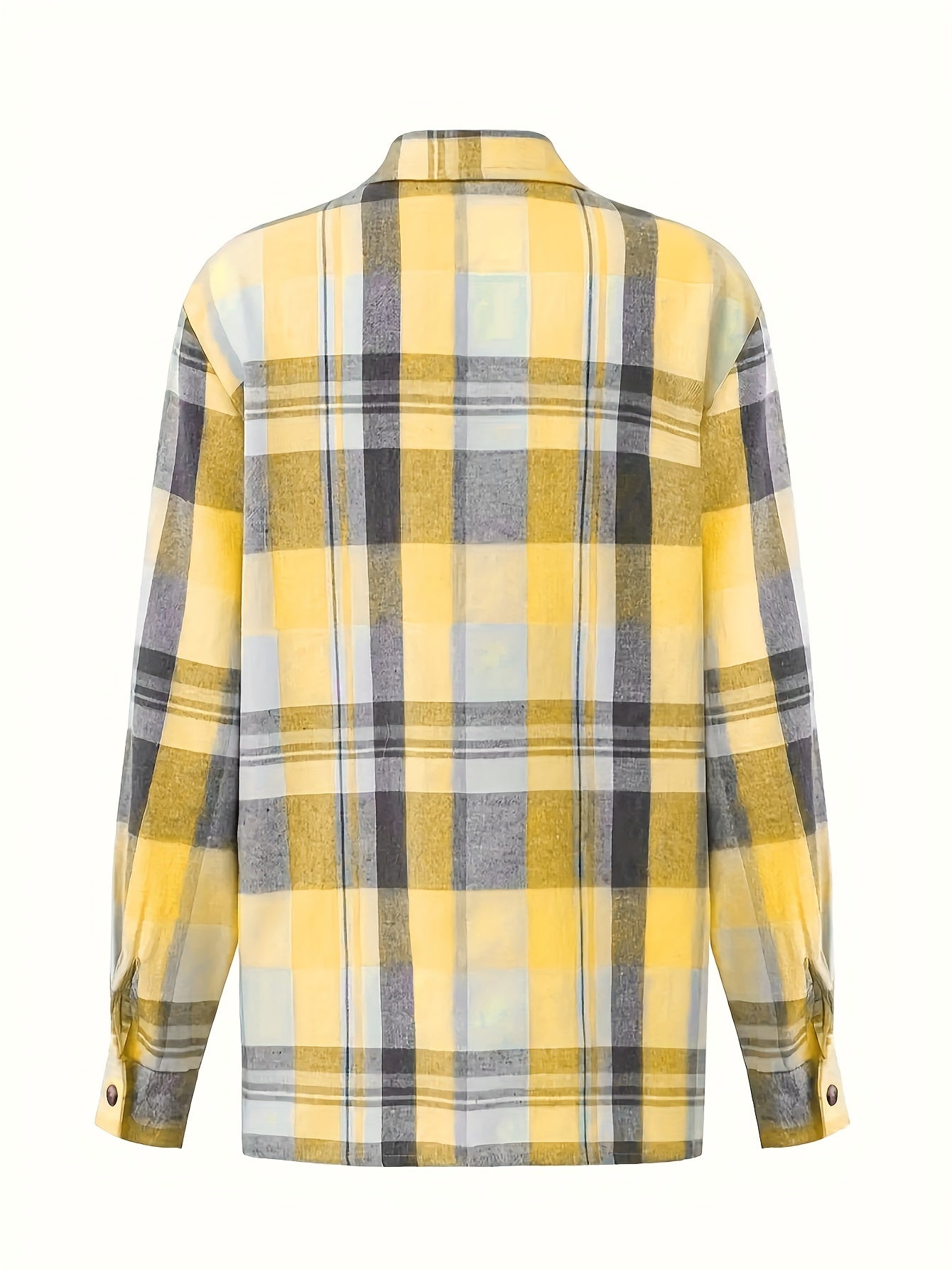 Women's Casual Plaid Long Sleeve Shirt Polyester Fall Winter Button Woven