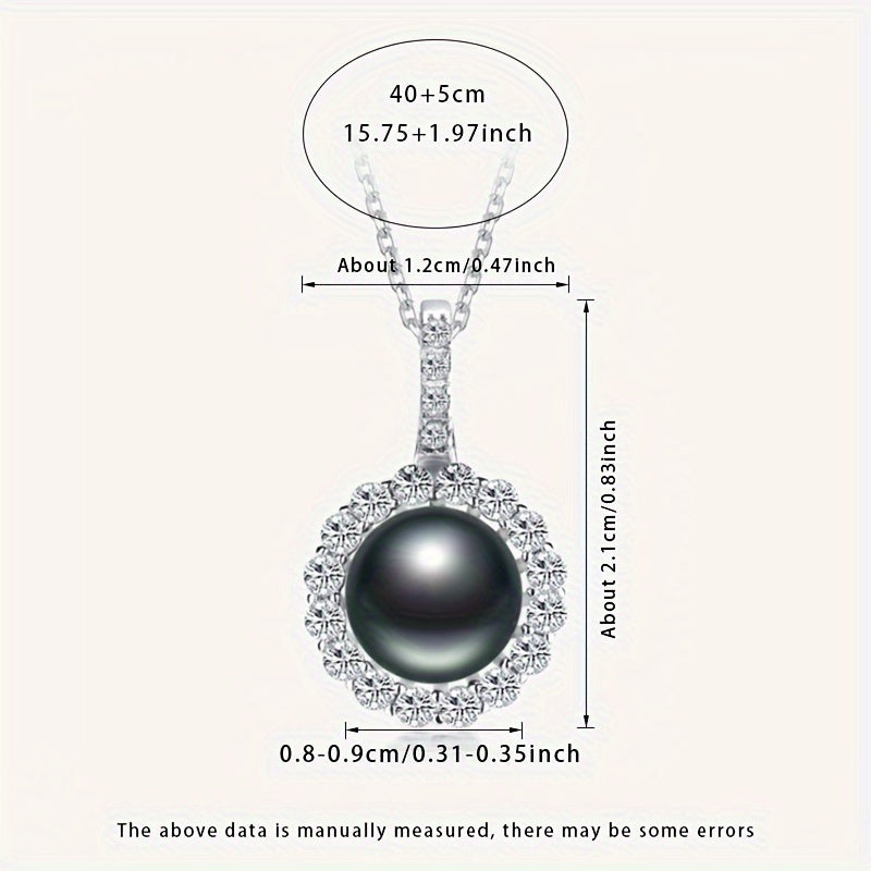 Women’s Black Pearl Necklace 8-9mm Saltwater Pearls Sterling Silver Gift Box June Birthstone Polynesian Design