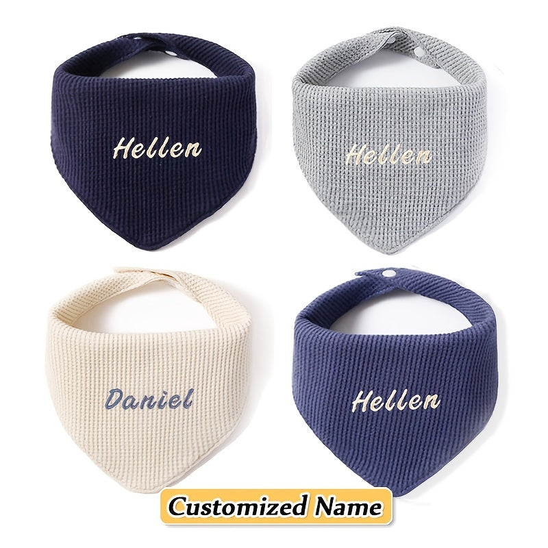 Set of 4 Children's Saliva Towels with Triangle Towel and Adjustable Mouthguard Soft Breathable Natural Material