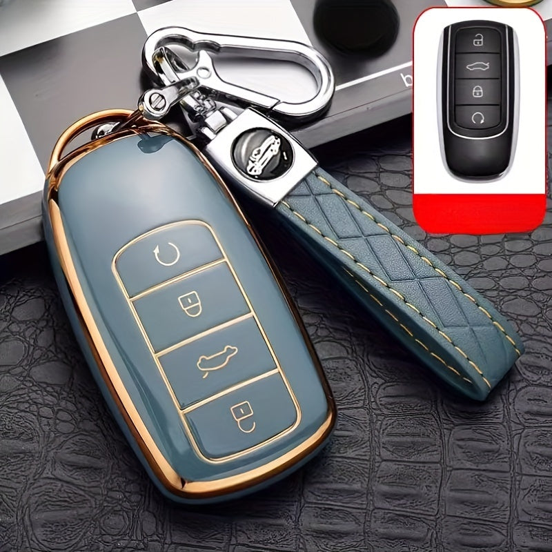 Remote Key Fob Cover TPU Protective Case with Keychain for Car Keys