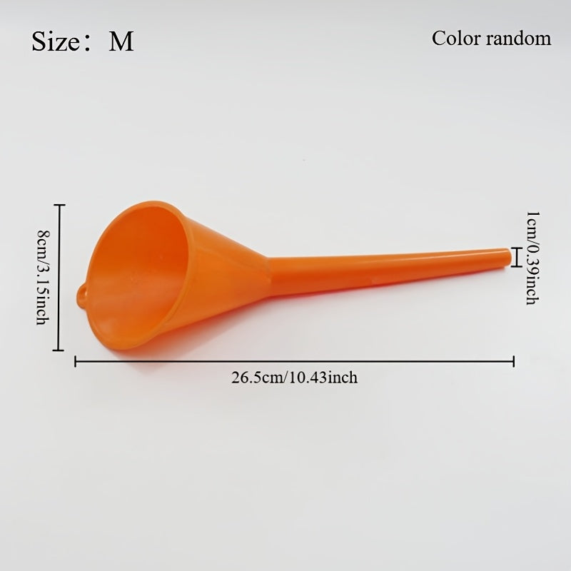 Universal Plastic Oil Funnel for Gasoline and Motorcycles, Anti-splash, Long Stem