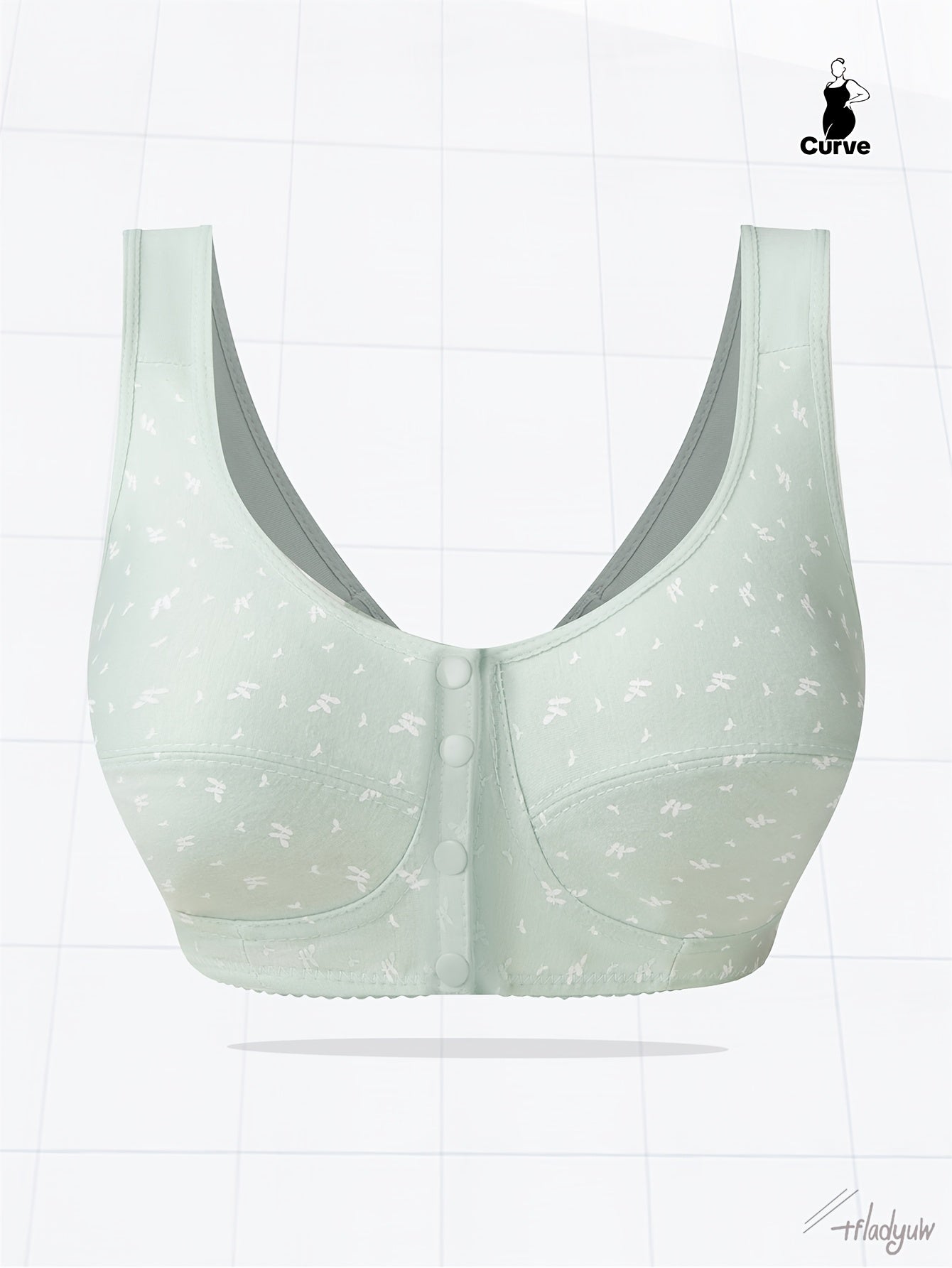 Women's Large Size Printed Front Buckle Yoga Sports Bra Breathable No Wire