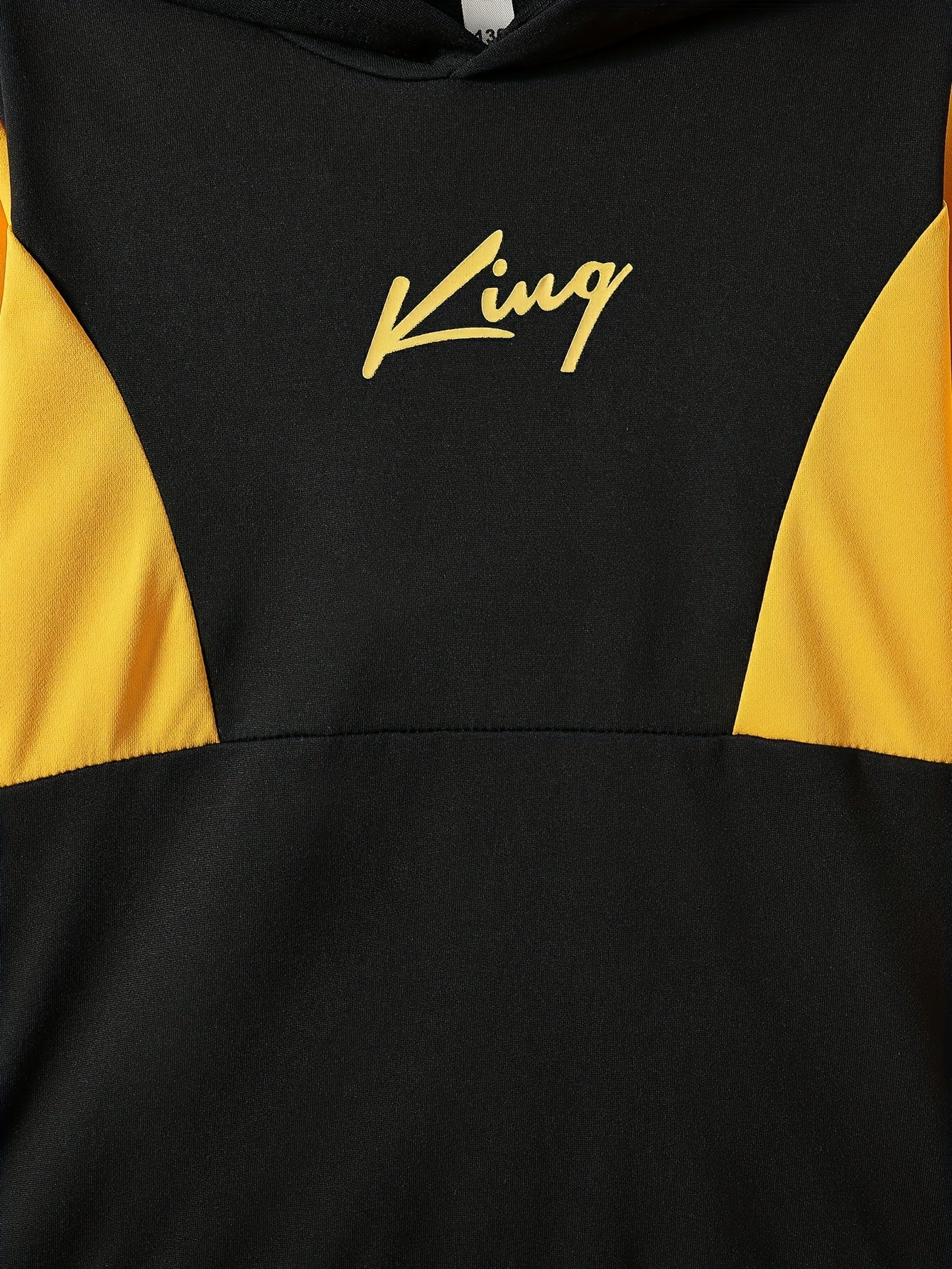 Casual Spring and Autumn Long Sleeve Hooded Patchwork Letter Print Set for Outdoor Wear