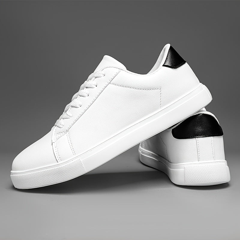 Men's White Lace-Up Sneakers with MD Sole and EVA Insole for Casual and Running