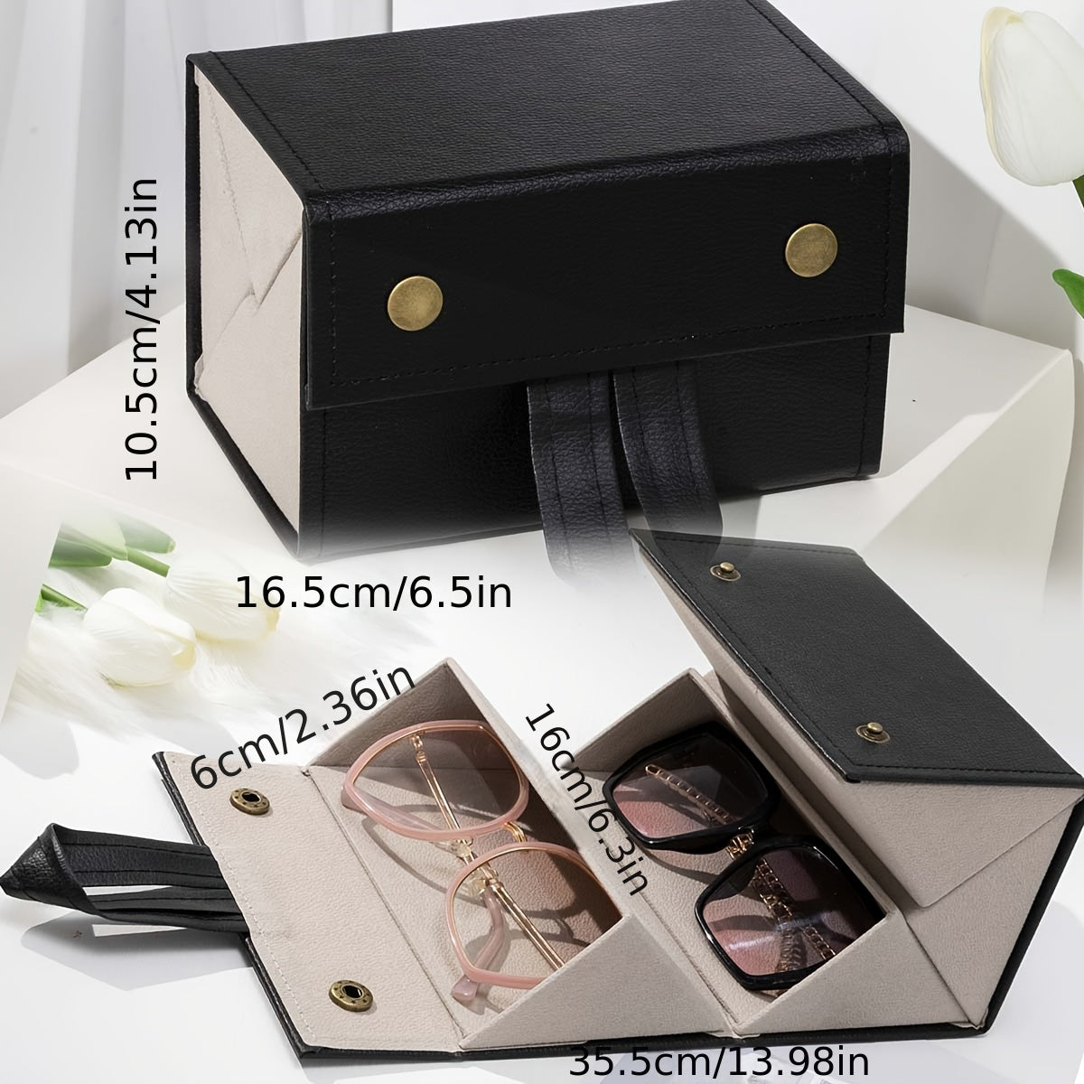 Foldable Eyeglasses Holder Box with 1-6 Slots Portable Storage Case for Men