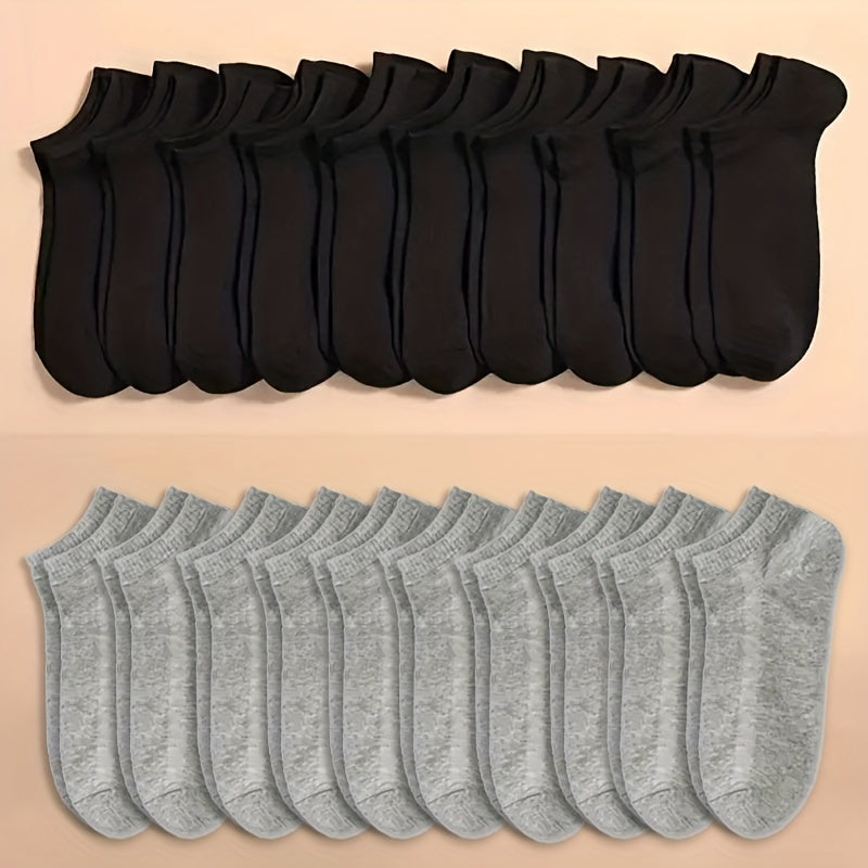 Women’s Crew Ankle Socks 10/20/40 Pairs Breathable Solid Cotton Polyester