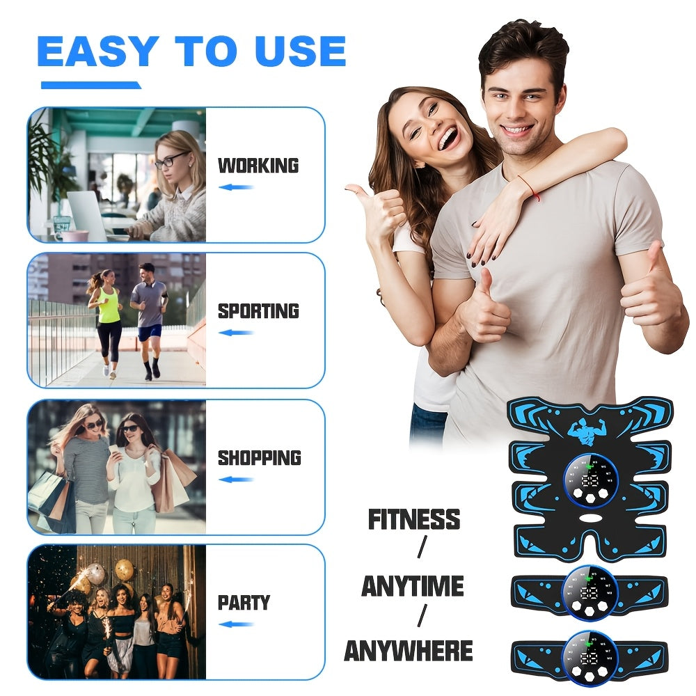 Комплект массажных поясов с USB-зарядкой, включающий 3 предмета. В комплект входят массажер, массажная наклейка для мышц и массажер для мышц. Оснащен 6 режимами и 18 уровнями интенсивности. Подходит для массажа всего тела дома.