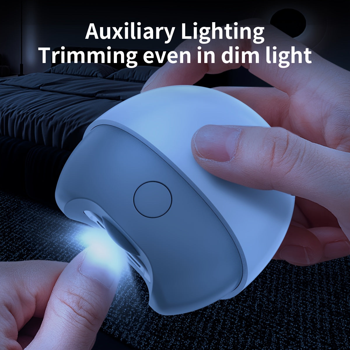 LED chiroq bilan jihozlangan ixcham elektr tirnoq kesgichi, USB orqali zaryadlanadigan, uzoq umr ko'rish uchun 300mAh batareya.