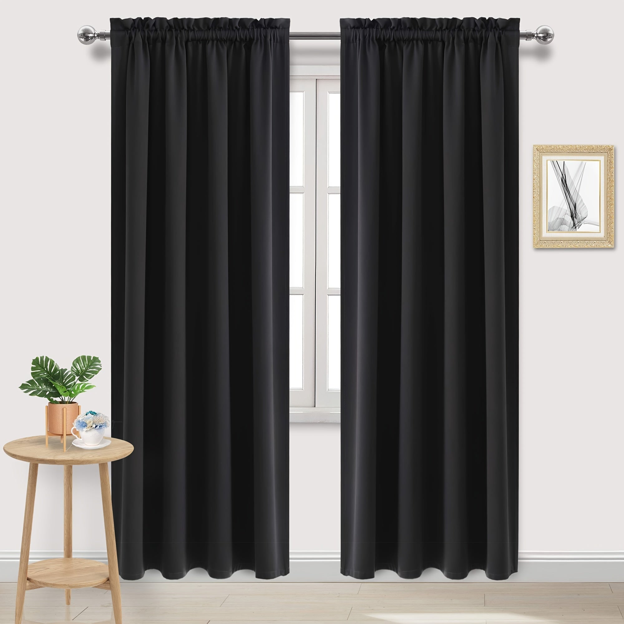 Blackout Curtains with Rod Pocket for Bedroom and Living Room Darkening UV Blocker