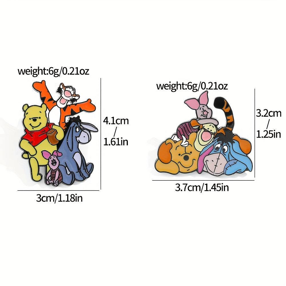 Set of 3 Enamel Brooch Pins Cartoon Character Badges for Clothing and Backpacks