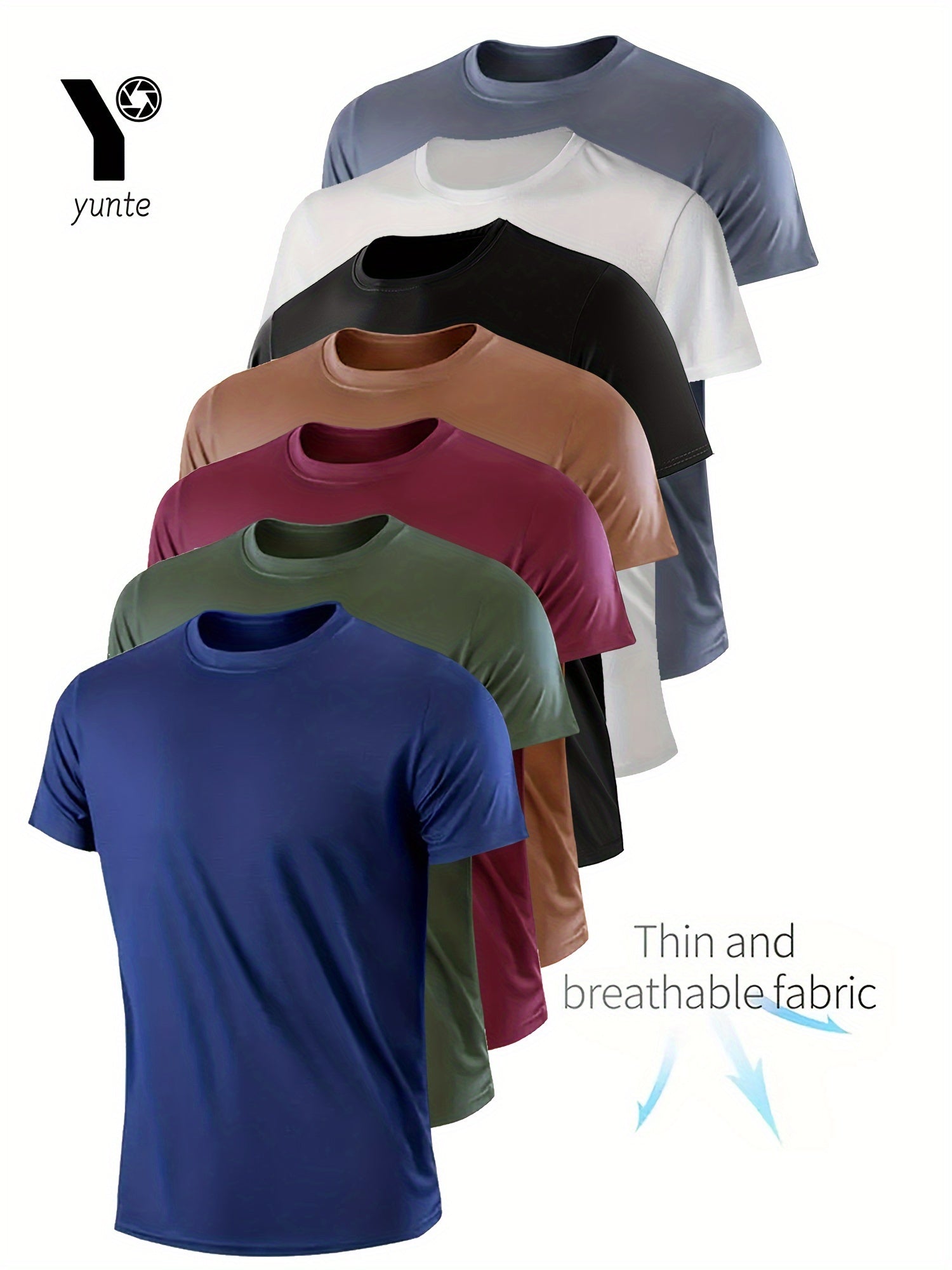 Men's Athletic T-Shirts Set 7 Pack Quick-Dry Breathable Moisture-Wicking Short Sleeve