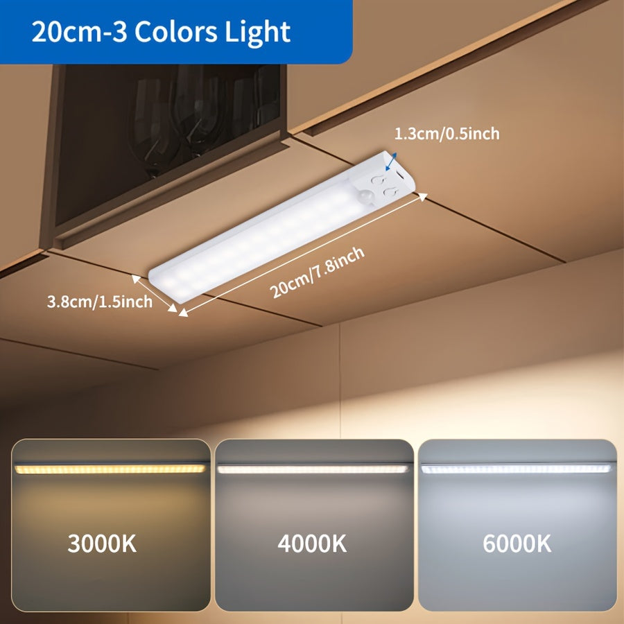 Rechargeable LED Motion Sensor Wall Light with Adjustable Brightness and Infrared Sensing for Closets and Stairways