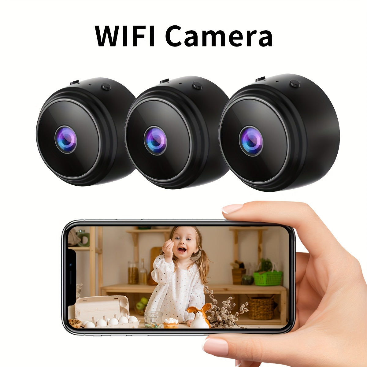 Mini Wireless Security Camera WiFi App Control Rechargeable Battery Not Waterproof