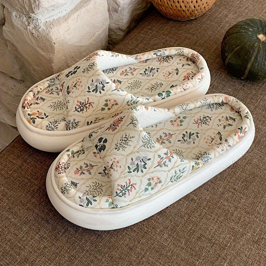 Women Linen Slippers Solid Color Non-Slip Floor Shoes for All Seasons