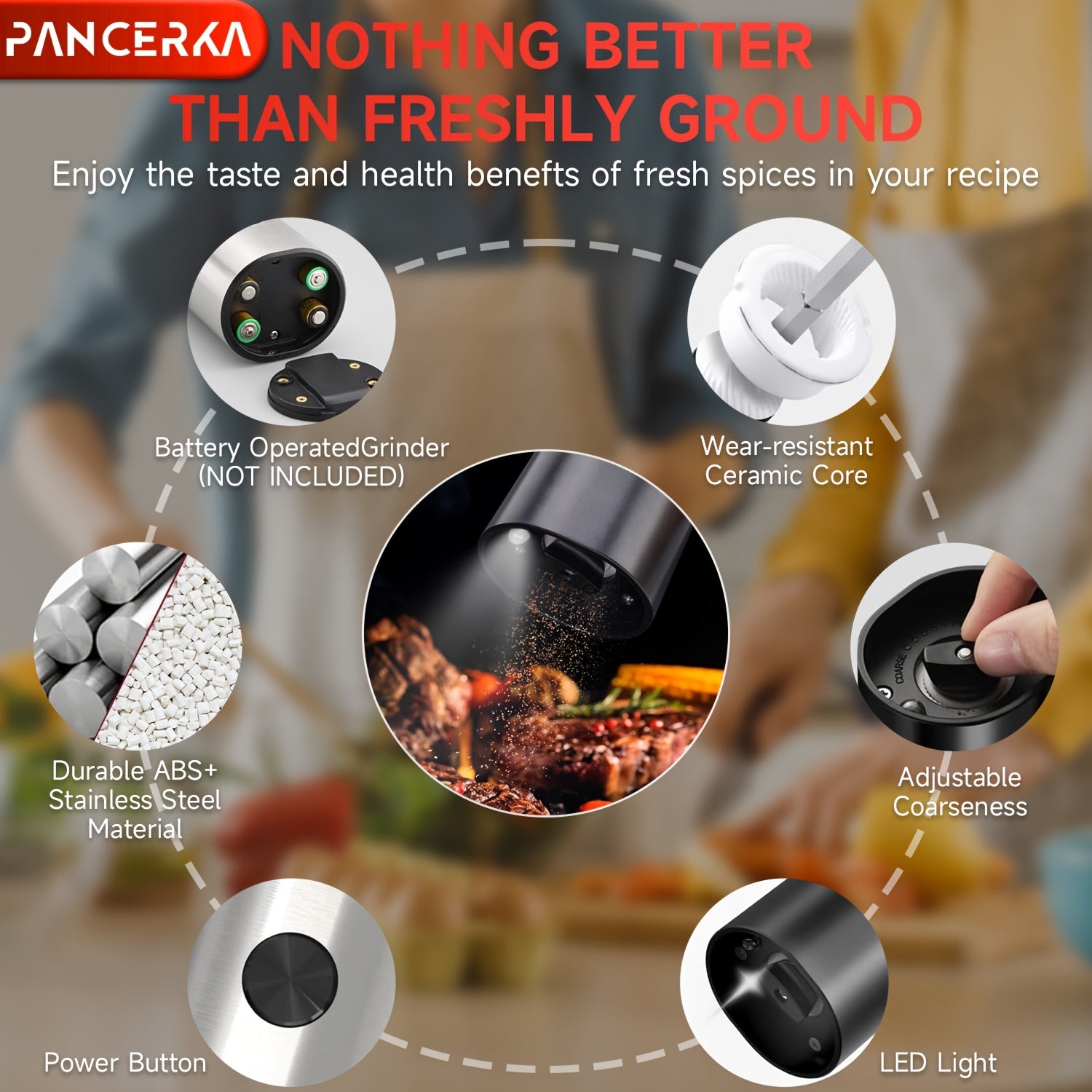 Электрический набор мельниц для соли и перца с LED-подсветкой для кухни и барбекю