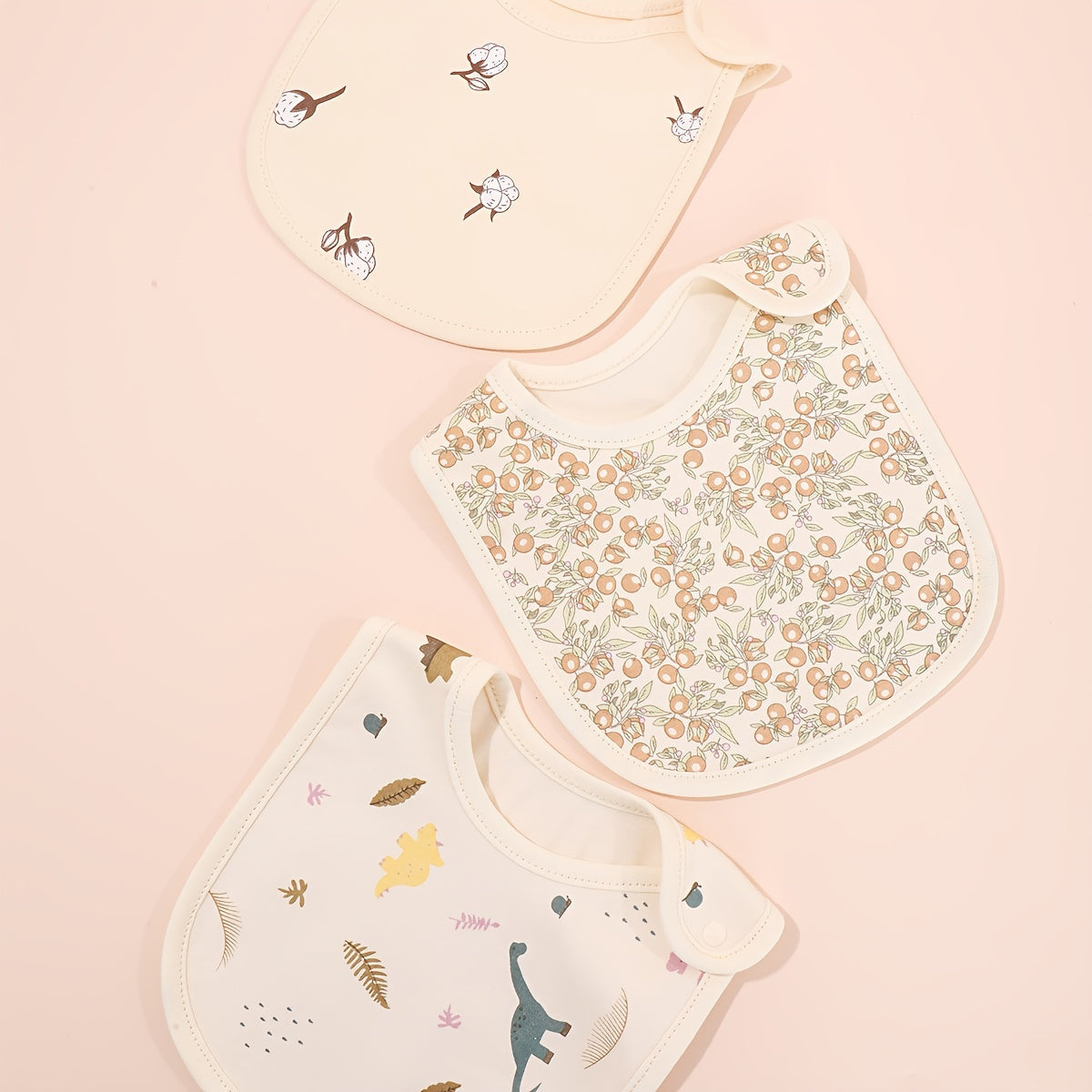 Set de 3 baberos impermeables para niños para niños y niñas, con cierre de presión suave, baberos para alimentar