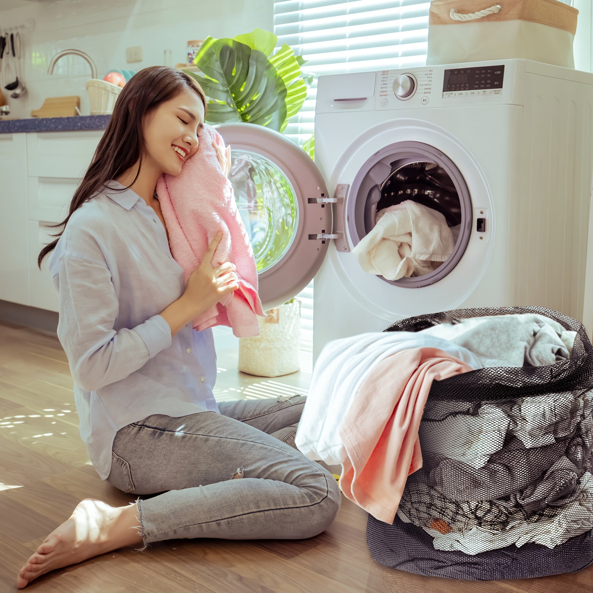 Extra-Large Polyester Mesh Laundry Bag 60x92cm for Delicates Socks Underwear