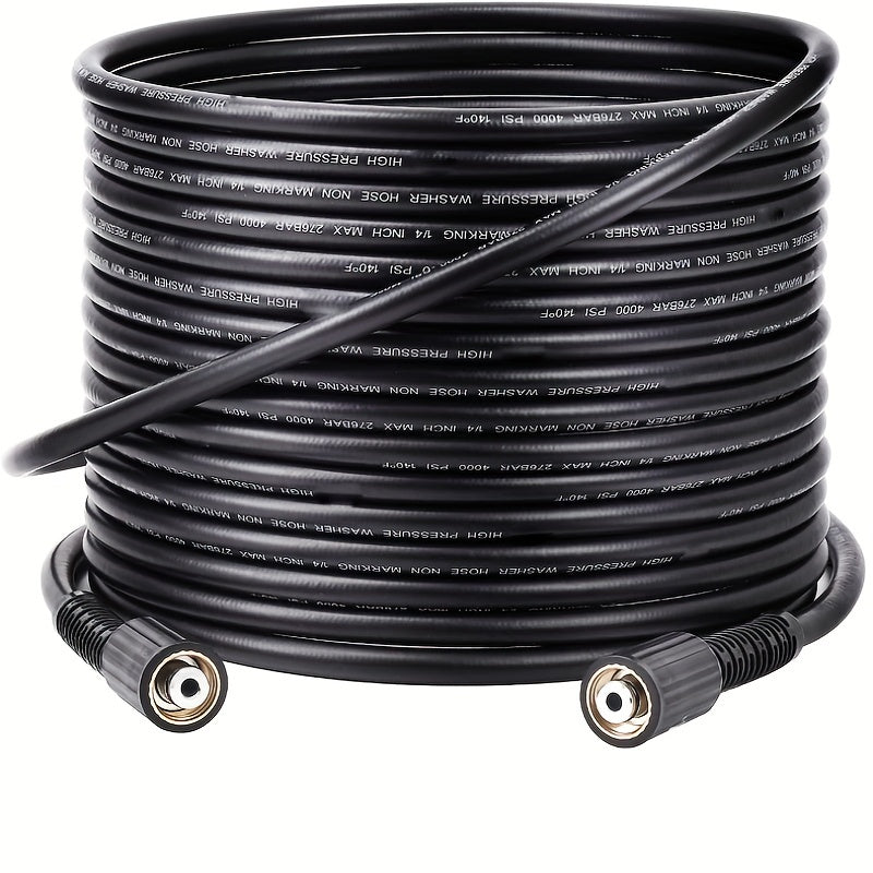 4000 PSI Pressure Washer Hose Kink Resistant 1/4 Inch Vinyl with M22-14mm Brass Thread