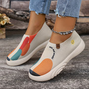 Women's Slip-On Sneakers with Colorful Block Heel Casual Shoes