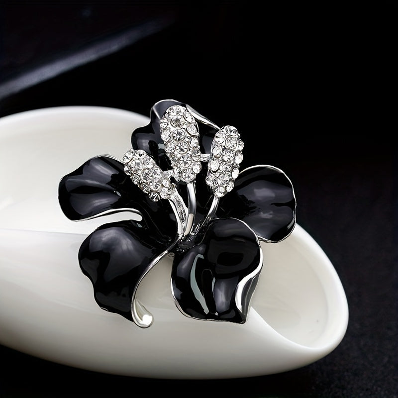 Flower Brooch Pin with Rhinestones for Bridal Wedding Accessories