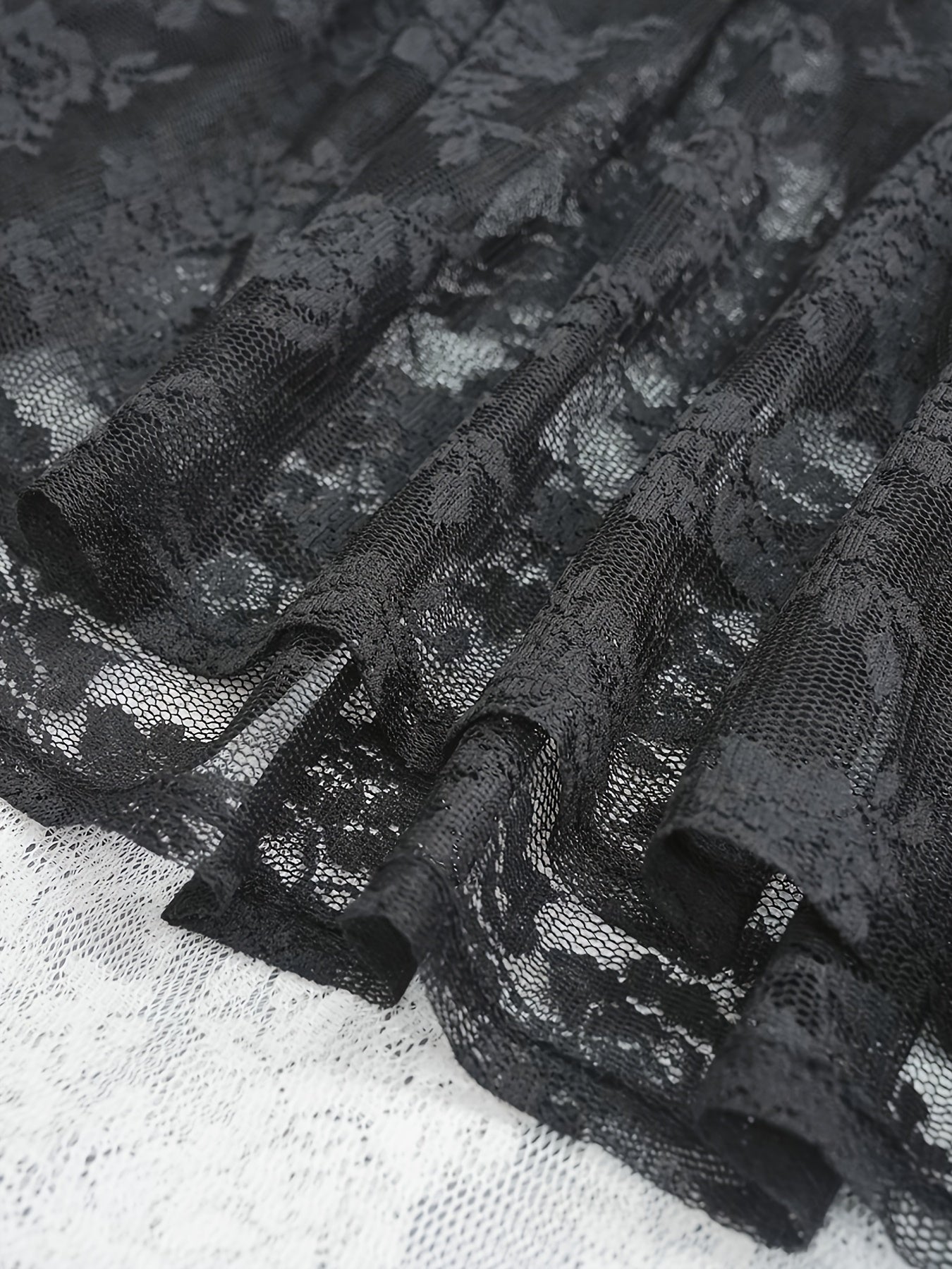 Plus Size Women's Lace Midi Dress Black Red Floral Lightweight Semi-Sheer Elegant Evening Formal