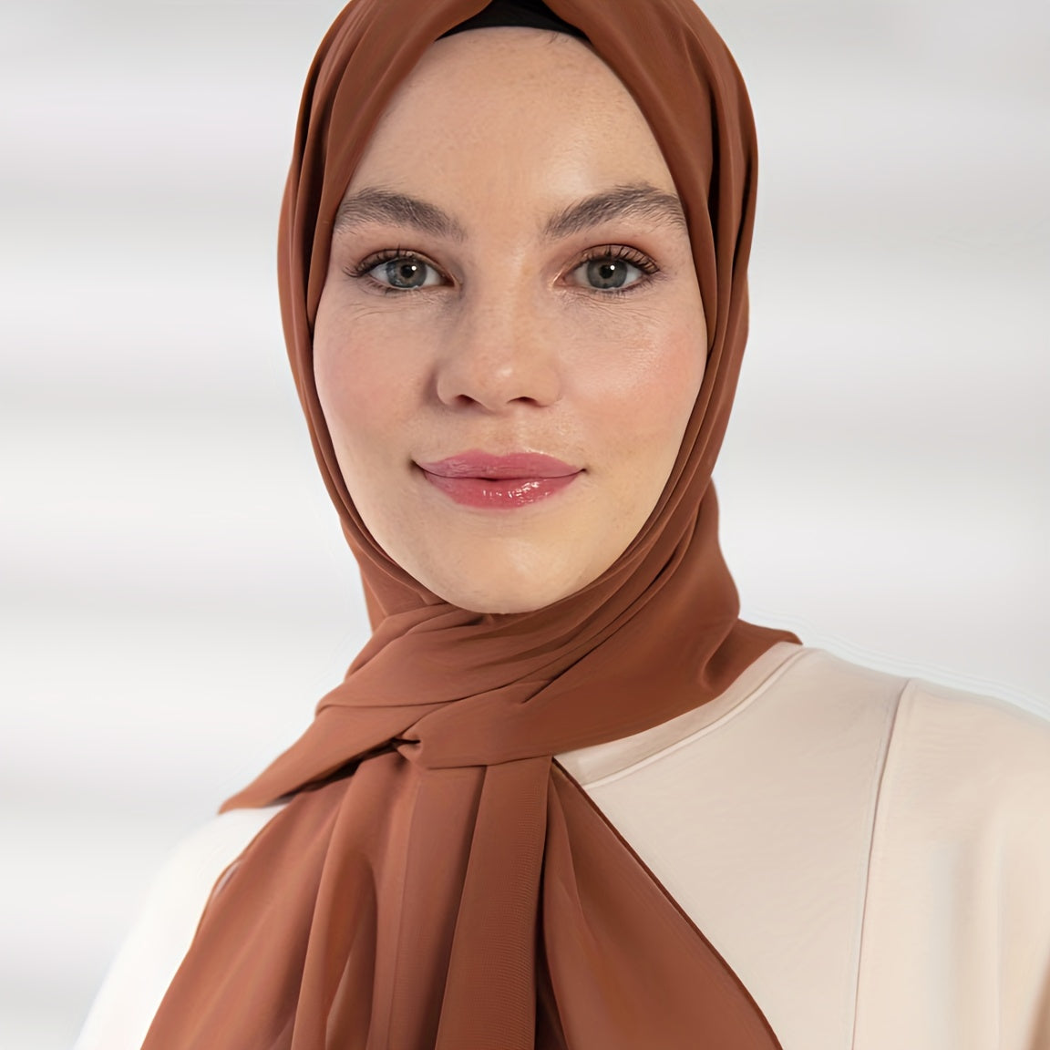 Solid Color Chiffon Hijab Lightweight Stylish Scarf for Women Eid Celebration