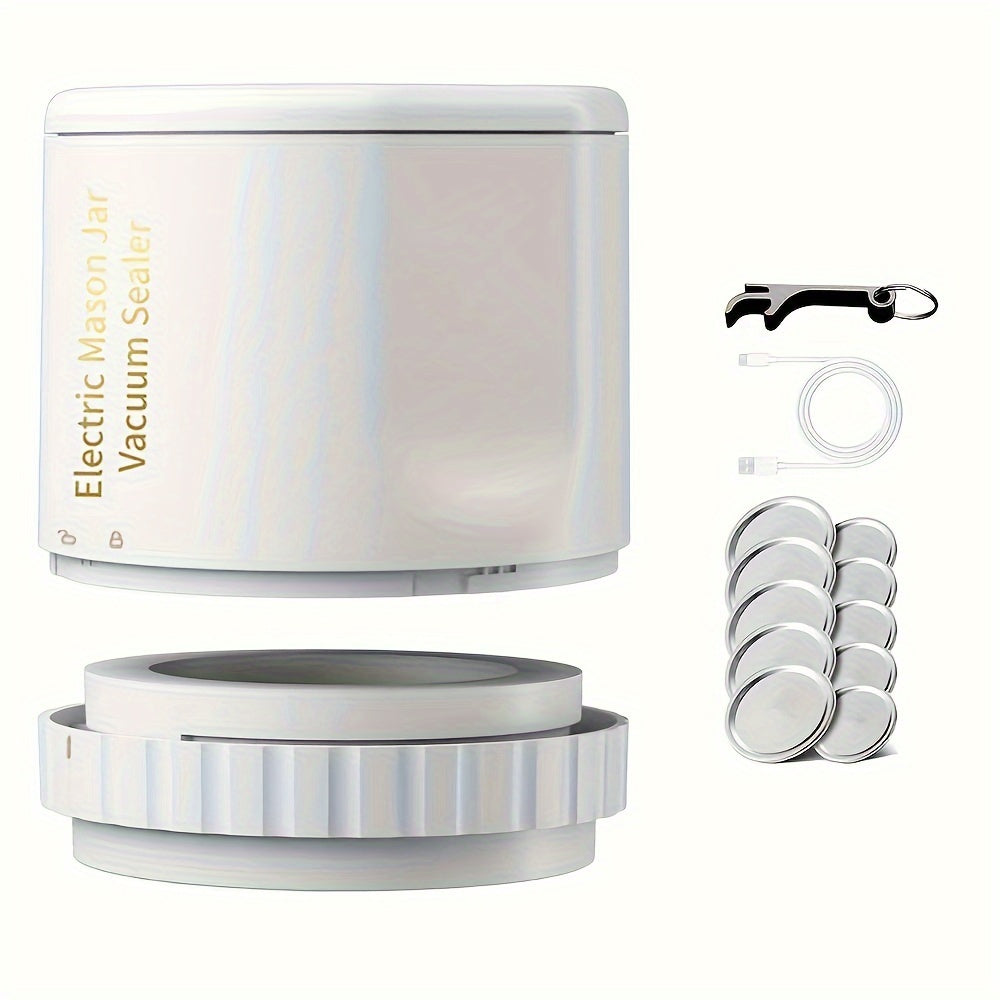 COCOBELA Elektrik Mason Jar Vacuum Sealer Auto Shut-Off bilan, Qayta to'ldiriladigan USB Batareyasi, Raqamli Ko'rsatkich, Oddiy va Keng Bo'yinli Bankalar bilan mos, Ikki qatlamli Yopish Ringi, Portativ Oziq-ovqat