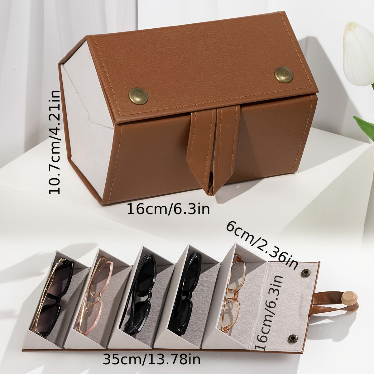 Foldable Eyeglasses Holder Box with 1-6 Slots Portable Storage Case for Men