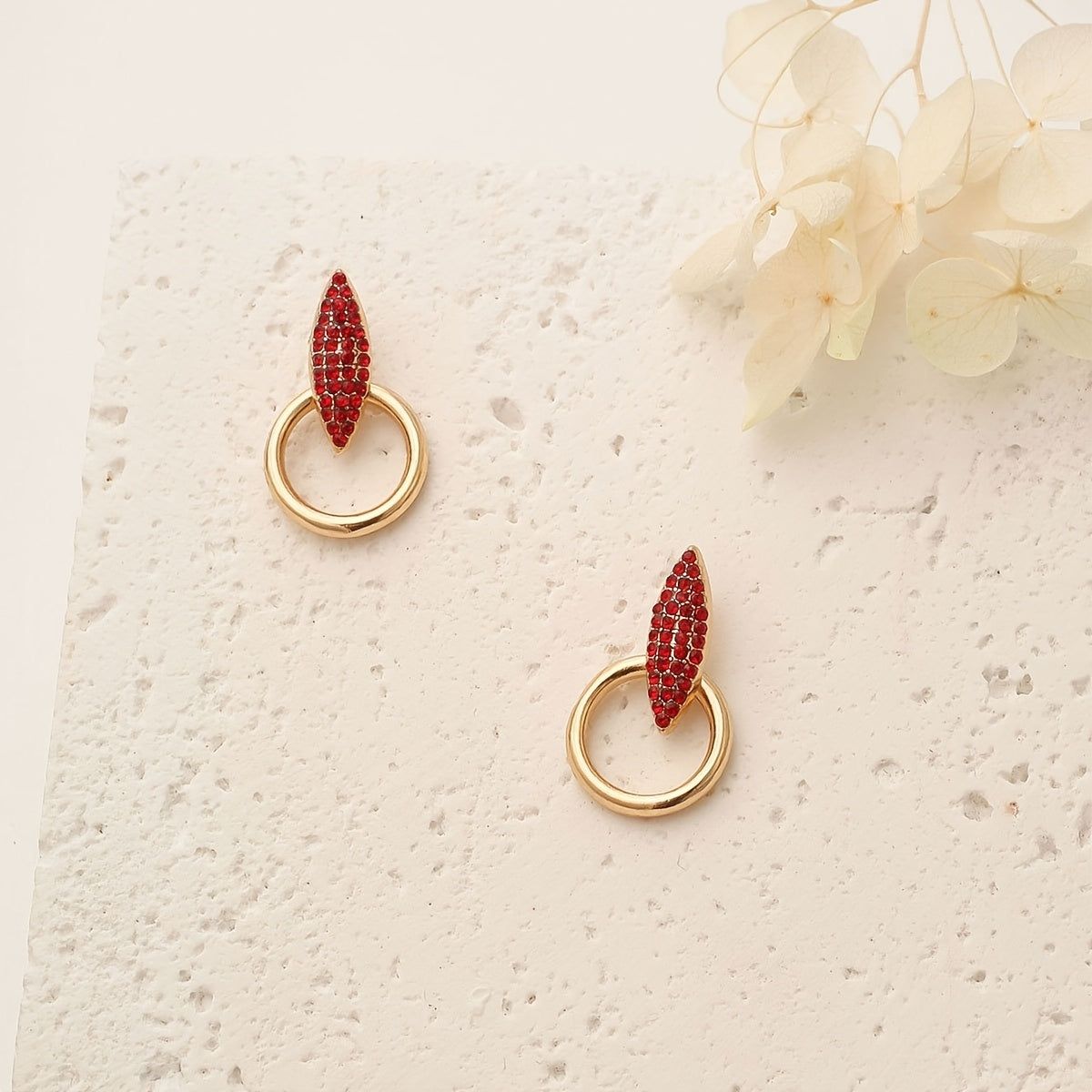 Women's Silver Hollow Circle Leaf Dangle Earrings Rhinestone Jewelry