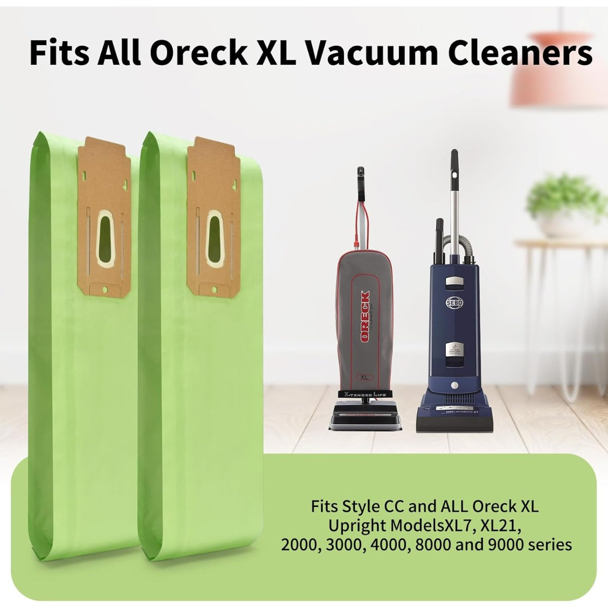 High-Efficiency Vacuum Bags Compatible with Upright Models XL XL21 3 Pack