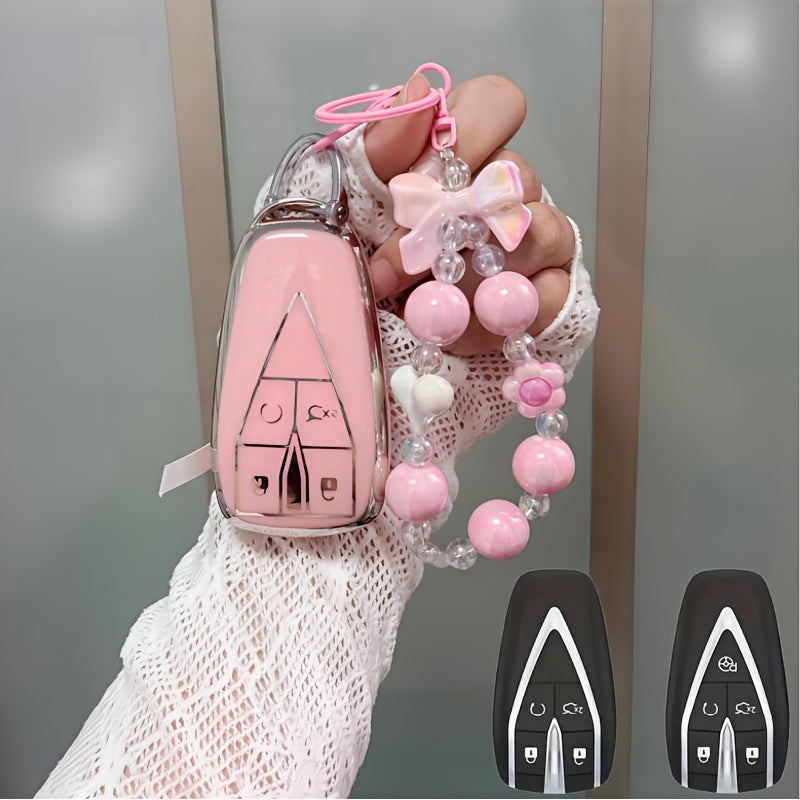 Luxury Pink TPU Car Key Cover for Smart Start Key Protector for Vehicles