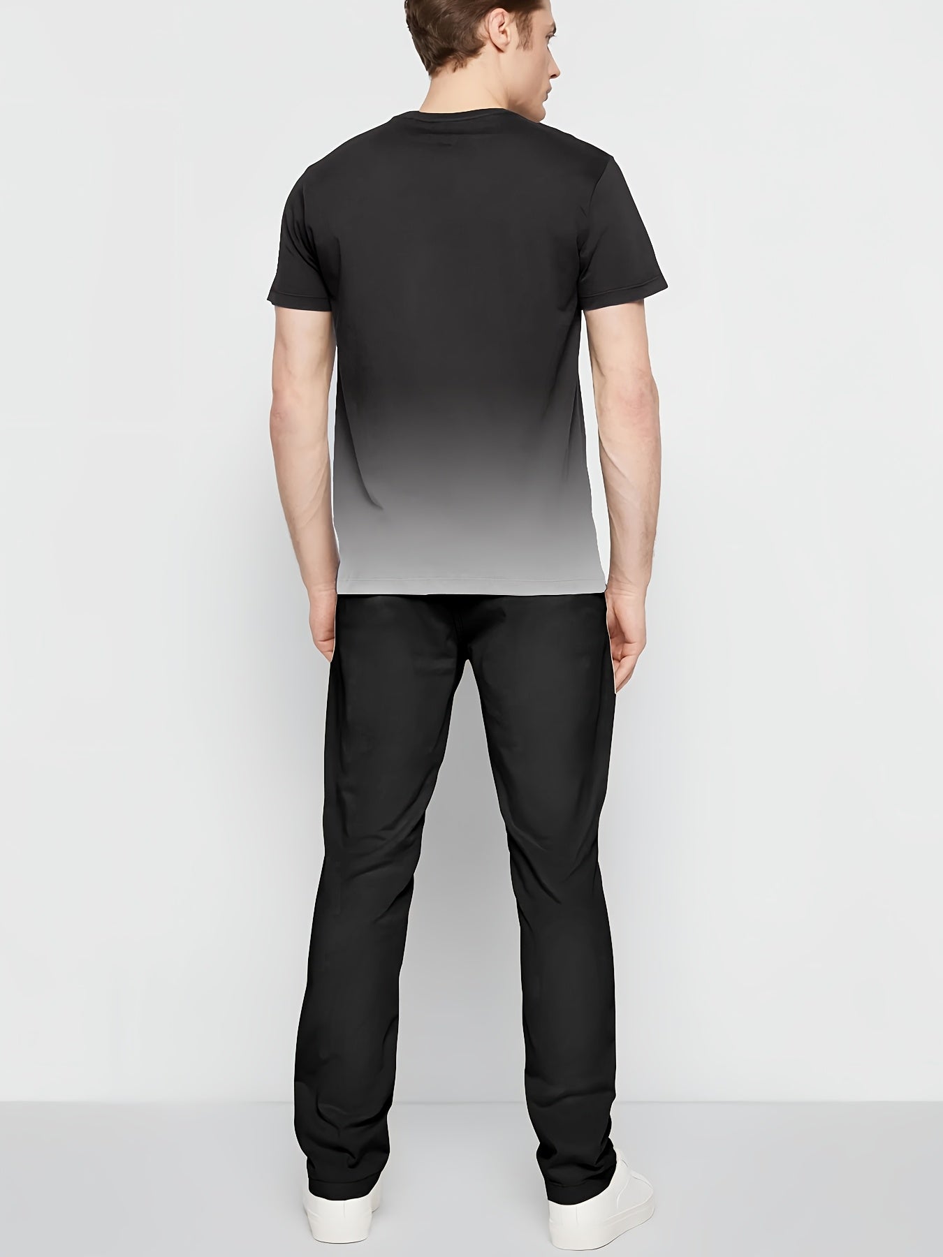 Men's Short-Sleeve Set Black and White Gradient 3D Print Polyester Casual