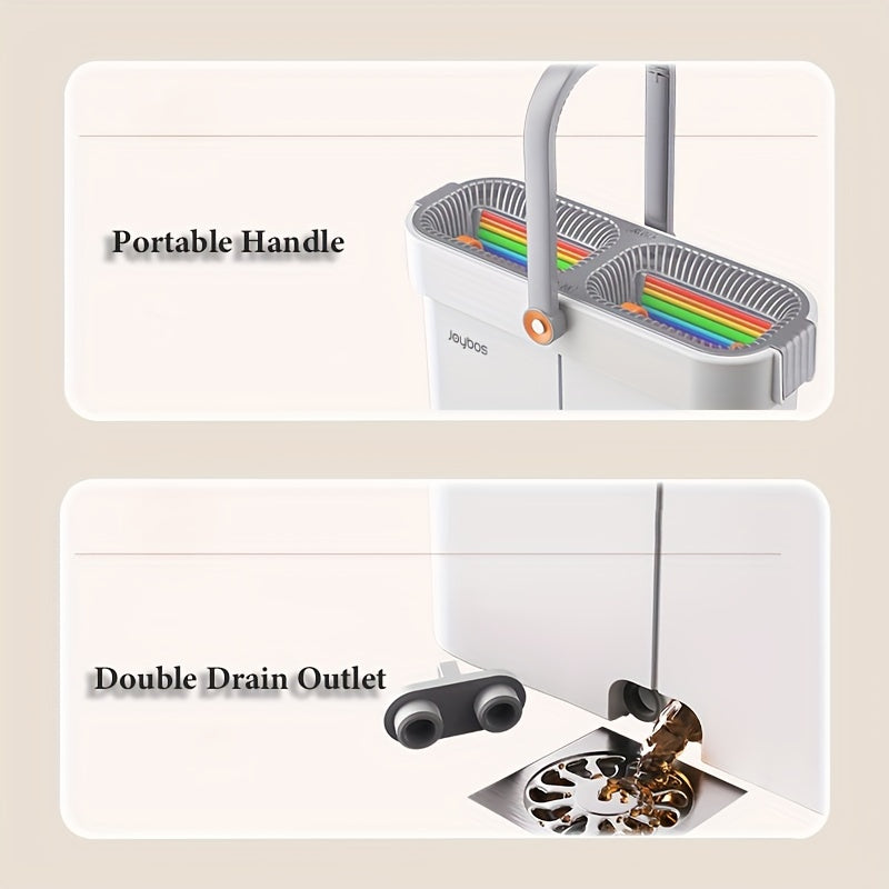 Uy ichida va tashqarida tozalash uchun mikrotoʻlqinli yostiqlari bilan tekis mop va kova to'plami, 360° buriladigan bosh