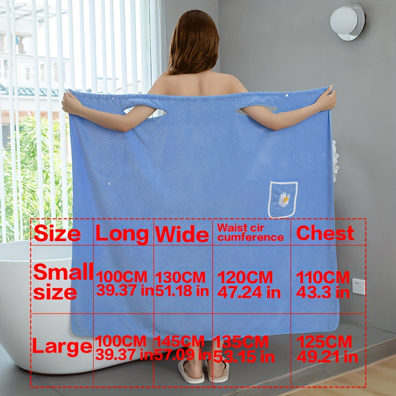 Women's Spa Towel with Flower Pattern Quick Dry Absorbent Thick Straps for Home or Spa