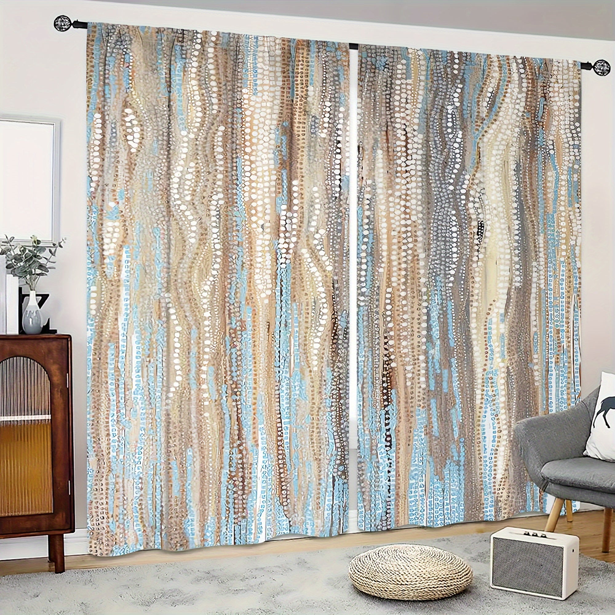 Two Rod Pocket Curtains for Bedroom and Living Room, Decorative Window Drapes