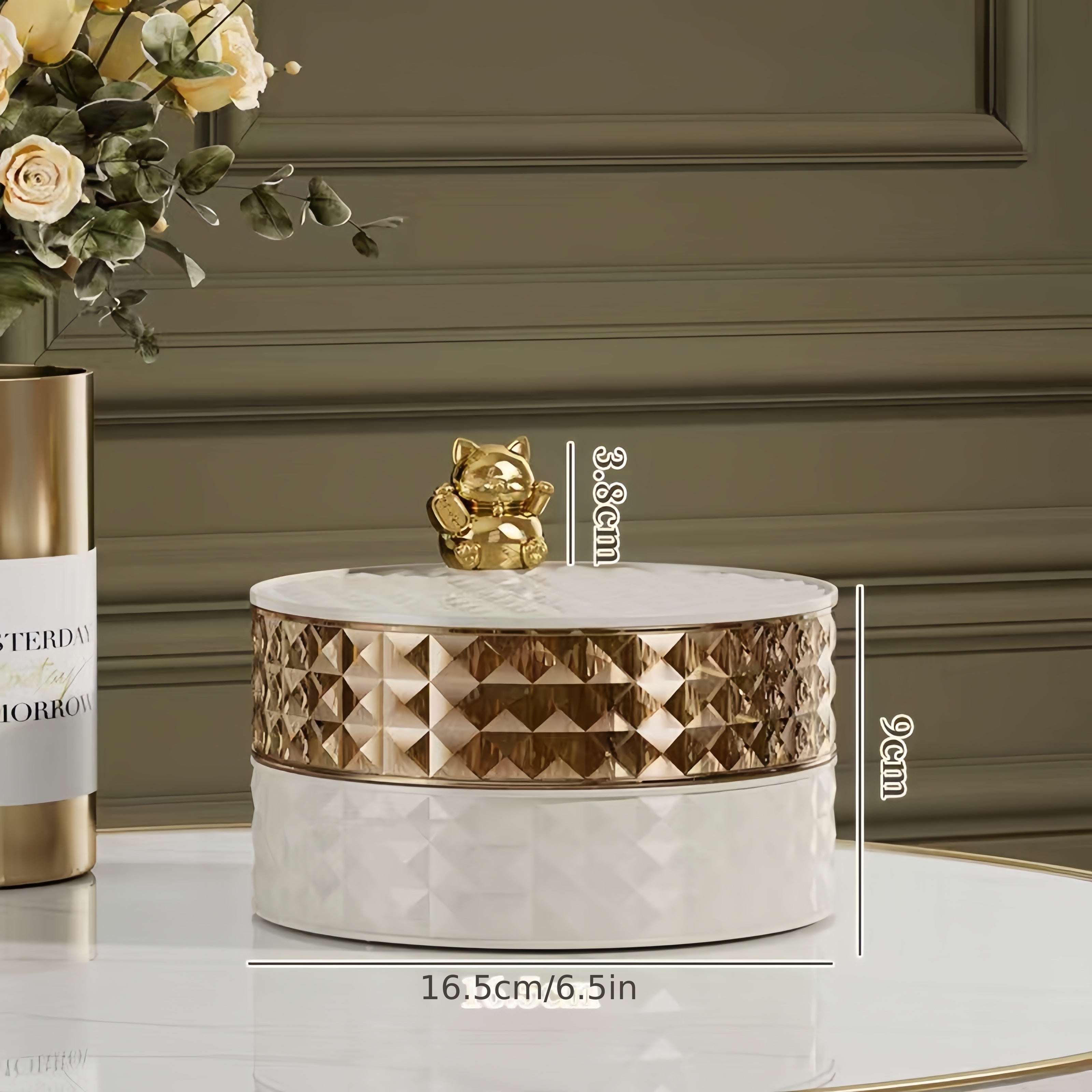 Divided Snack Tray with Lid Lucky Cat Fruit Bowl for Party Home Decor