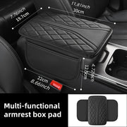 Car Interior Armrest Cover Diamond Stitch PU Leather Storage Organizer Gray