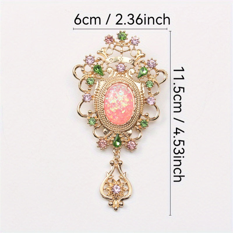 Retro-Style Rhinestone Enamel Brooch for Men and Women Baroque Irregular Pin Statement Jewelry