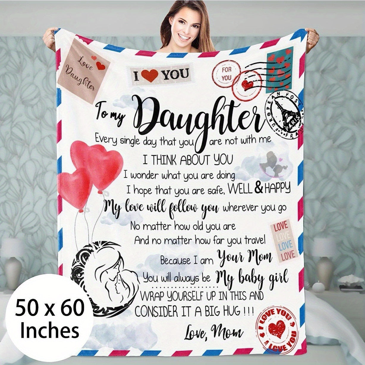 Printed Flannel Blanket for Women and Girls Cozy Throw for Couch Bed Travel