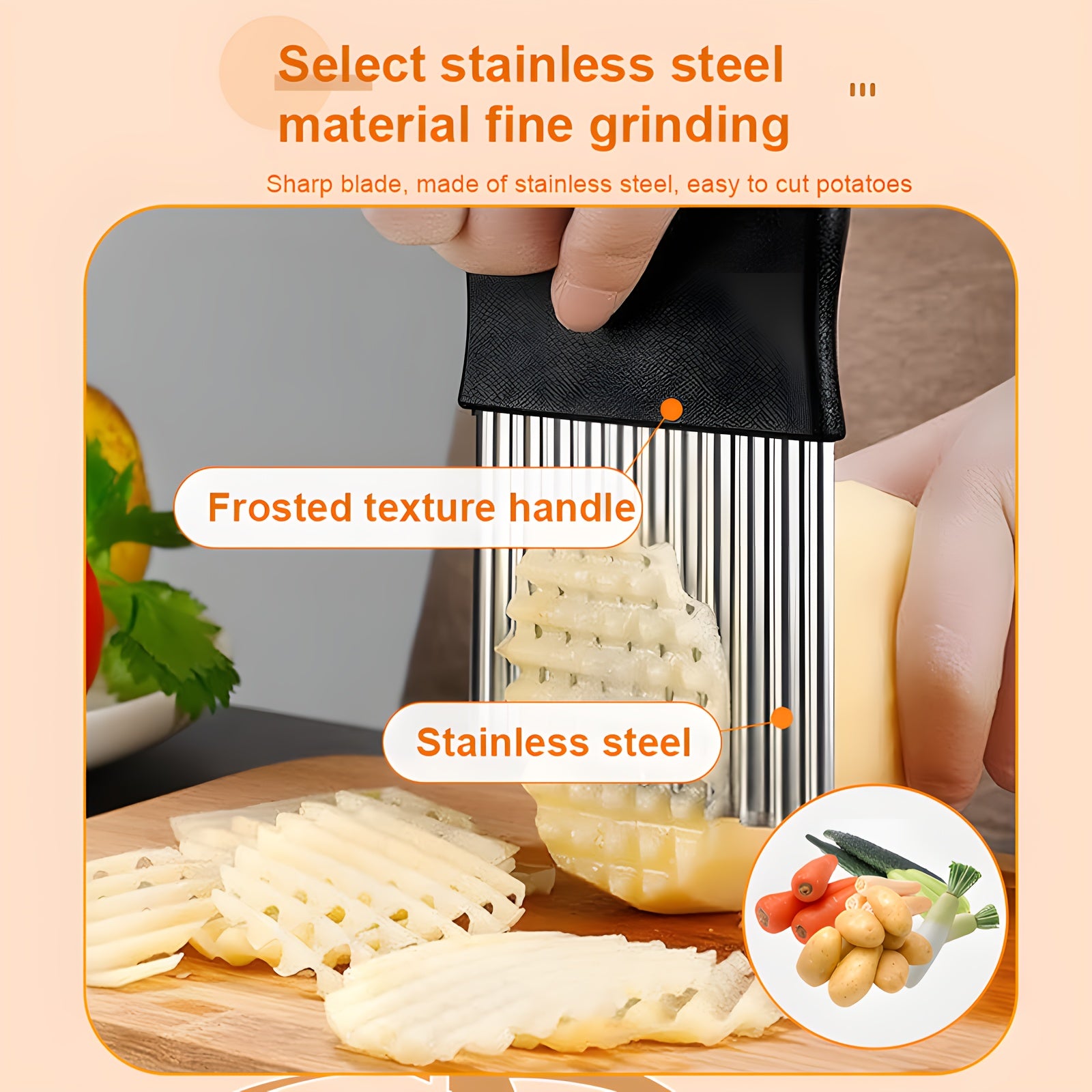 Stainless Steel Wavy Potato Cutter Vegetable Slicer Crinkle Cut Tool