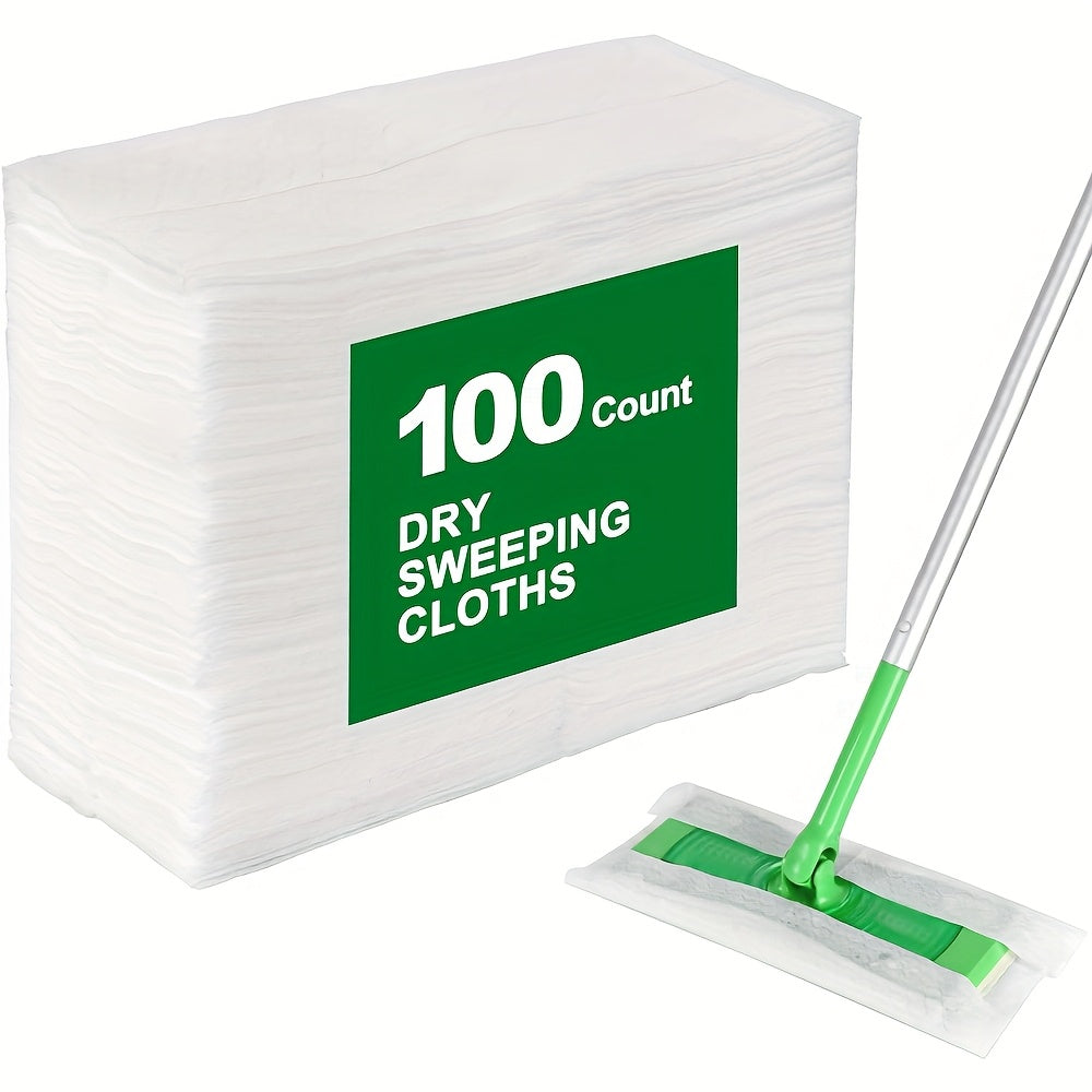 100-Pack Disposable Dry Sweeping Cloths for Dust Removal, Multi-Surface Use