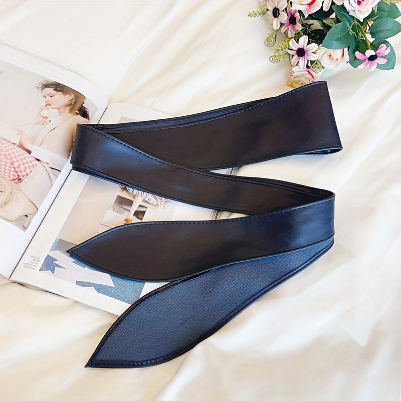 Ayollar uchun elegant kiyingan palto, qora bowknot Obi kamar va lenta bilan bog'langan korset, keng belbog'