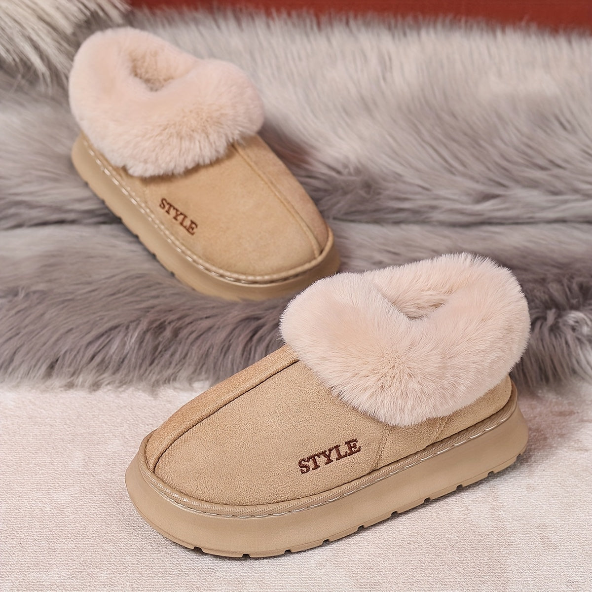 Women's Autumn Winter Thick-Soled Warm Anti-Slip Shoes for Home Office Travel