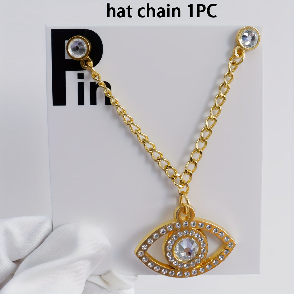 Sparkling Brooch Hat Pin and Chain Set for Women, New Year Gift