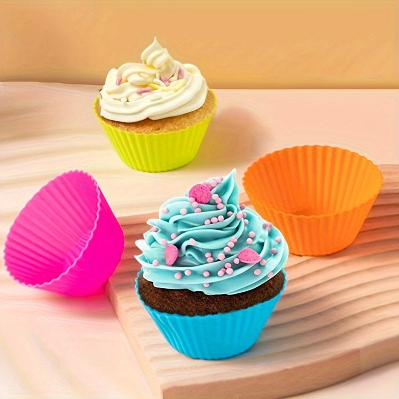 Silicone Baking Cups Set 6 12 or 18 Reusable Muffin Molds for Cakes Candies Puddings