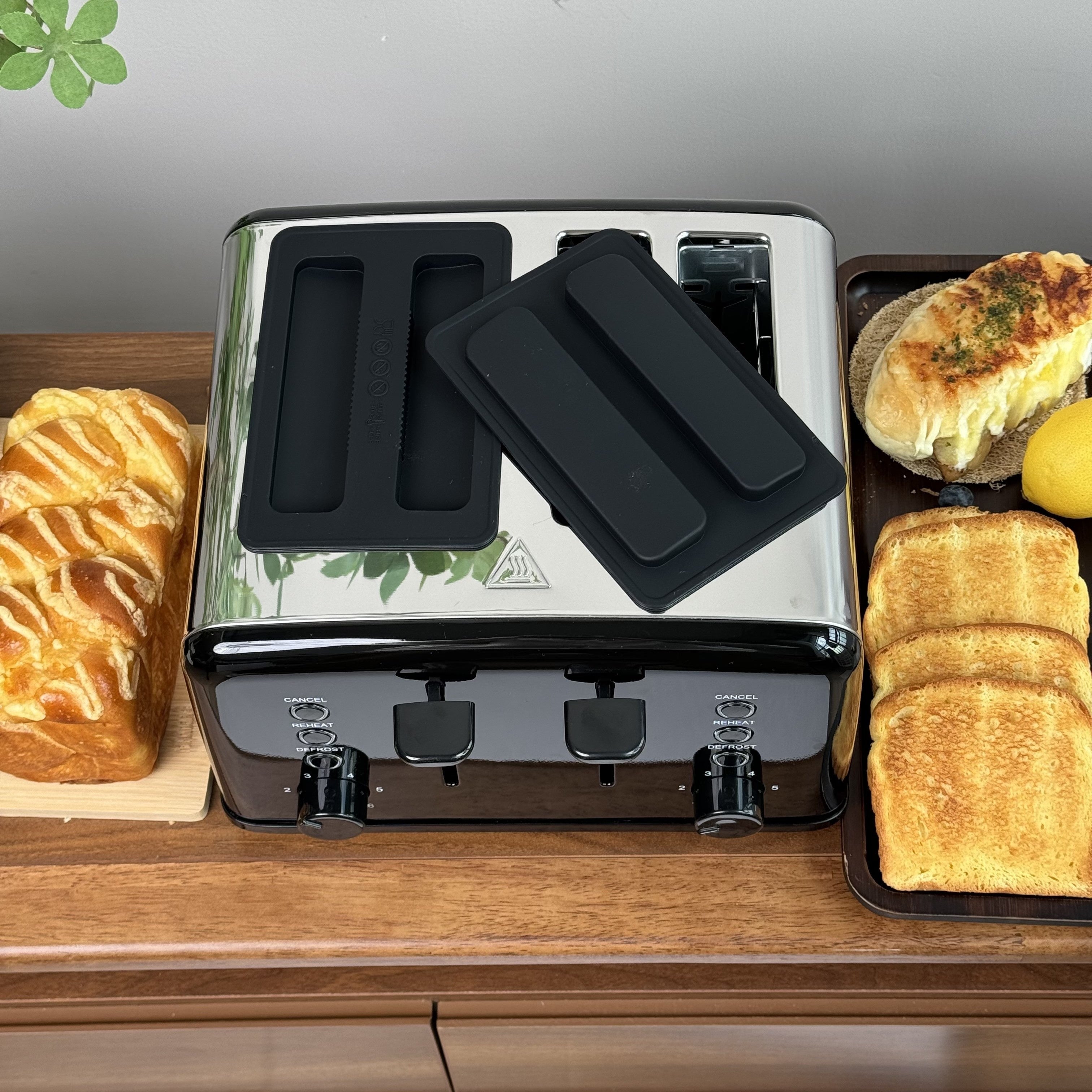 1 шт. ретро тостер из нержавеющей стали на 4 ломтика с рычагом высокого подъема, широкими прорезями, съемным лотком, множеством функций, 6 режимами обжарки, автоматическим отключением, направляющими для прорезей - варианты белый и черный