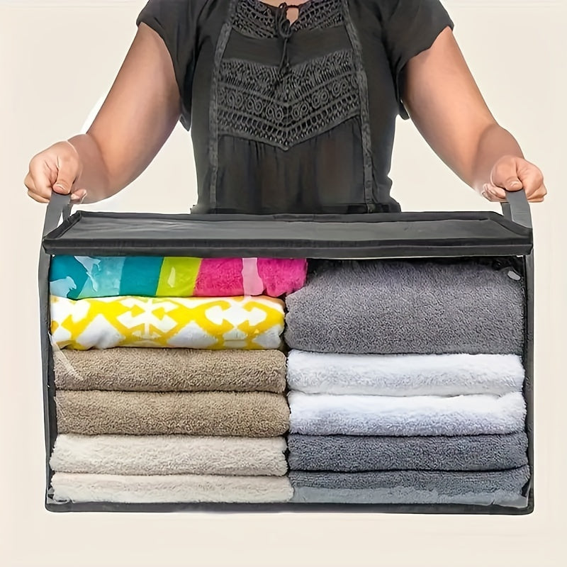 Large Capacity Gray Foldable Storage Box for Clothes and Bedding