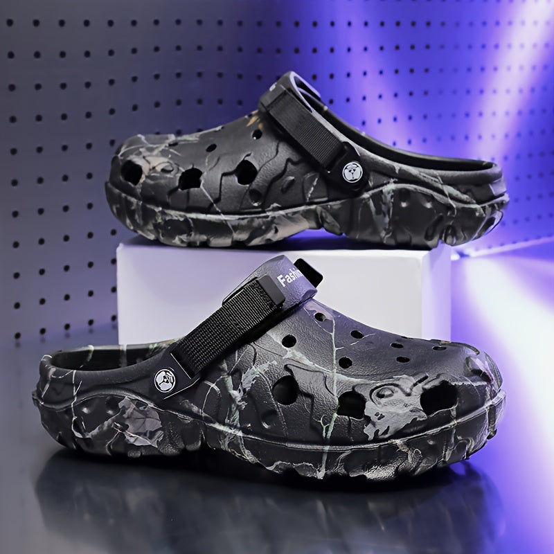Unisex Camouflage Print EVA Clogs Breathable Summer Sandals with Adjustable Strap