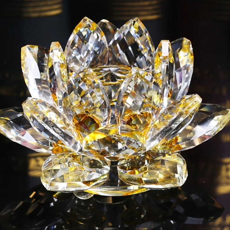 Crystal Lotus Ornament for Home and Desk Decor Handmade Decorative Sculpture