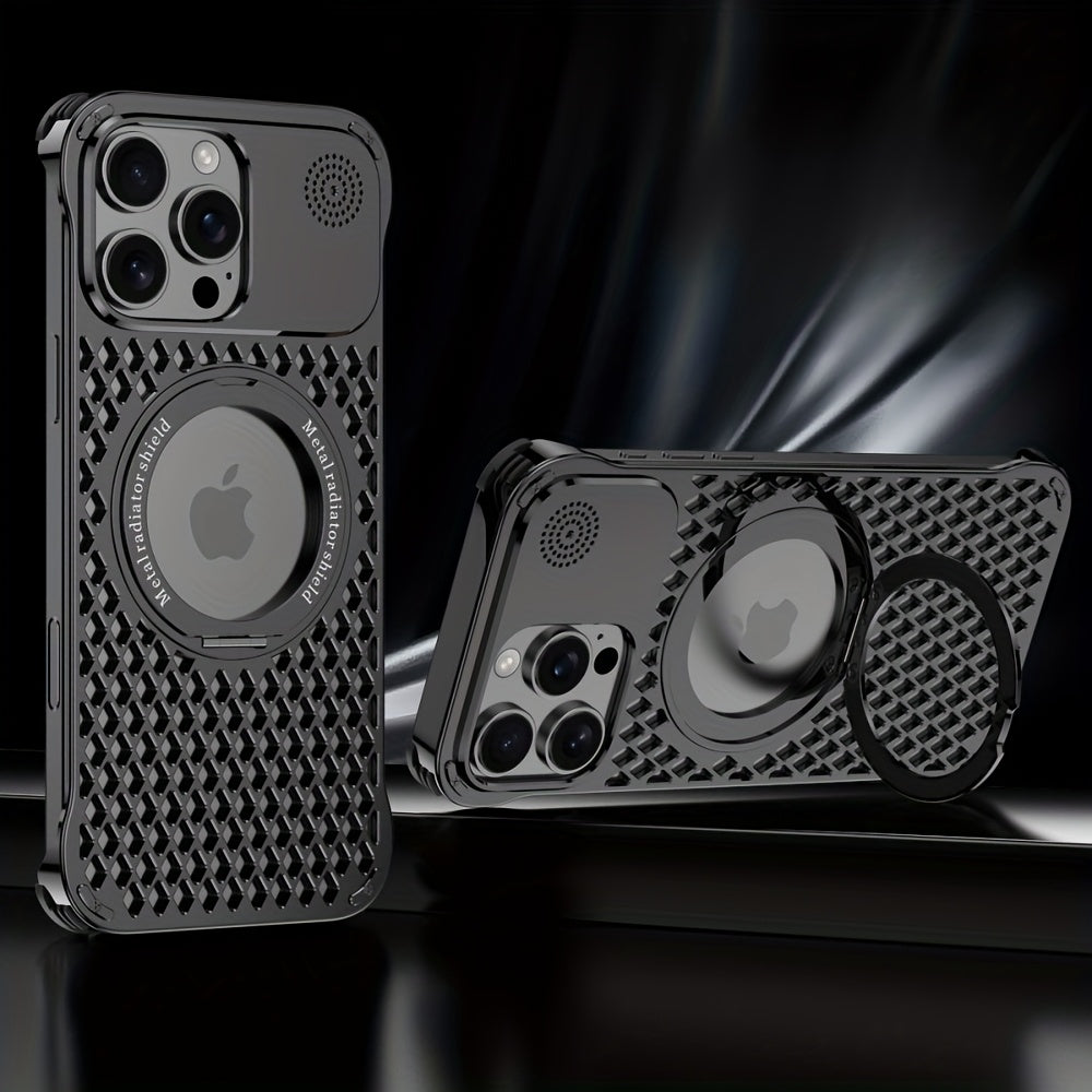 Titanium Luxury Phone Case for iPhone Shockproof Airbags Ultra-Thin Metal Bumper Wireless Charging